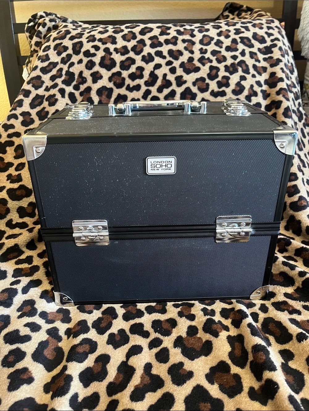 Soho Black and Silver Makeup Train Case
